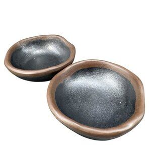 Delfin Melamine Grey Stone Abstract Dish Small Bowl Salt Cellar Salsa Dish Set 2